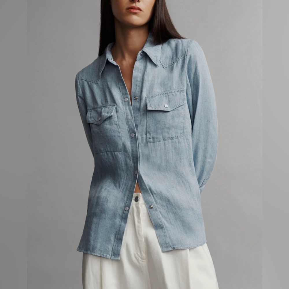 TWP Rancher’s Daughter Top in Light Indigo Sz M